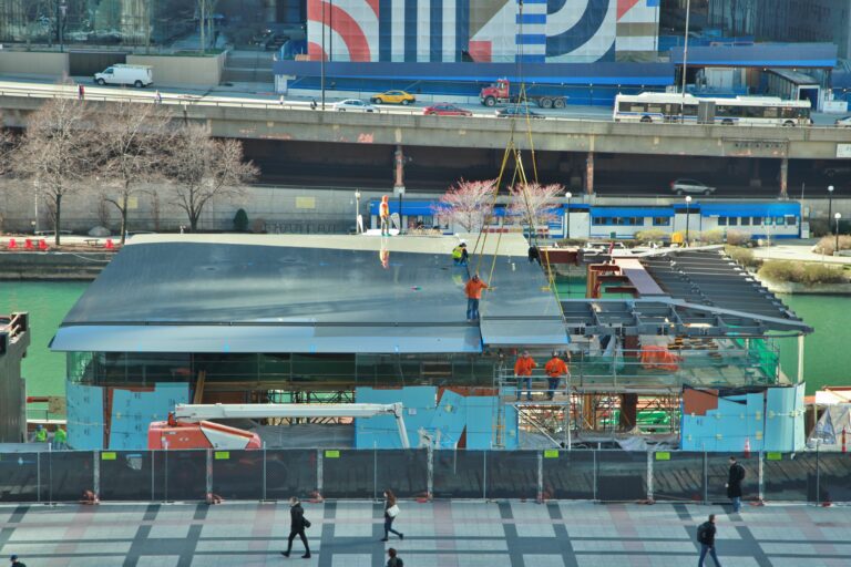 Construction of the Apple Store in Chicago, IL